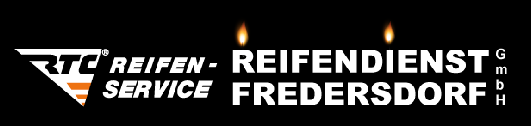 Reifendienst Fredersdorf Logo mit zwei Adventskerzen